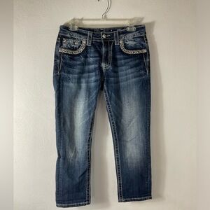 Miss Me Capri Blue Jeans Button Flap Pockets Sz 26